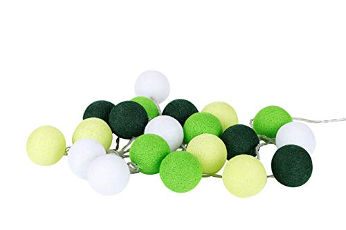 Lime Green Cotton Ball String Fairy Night Lights Kid Bedroom Home Decor Boys Girls Plug in Power