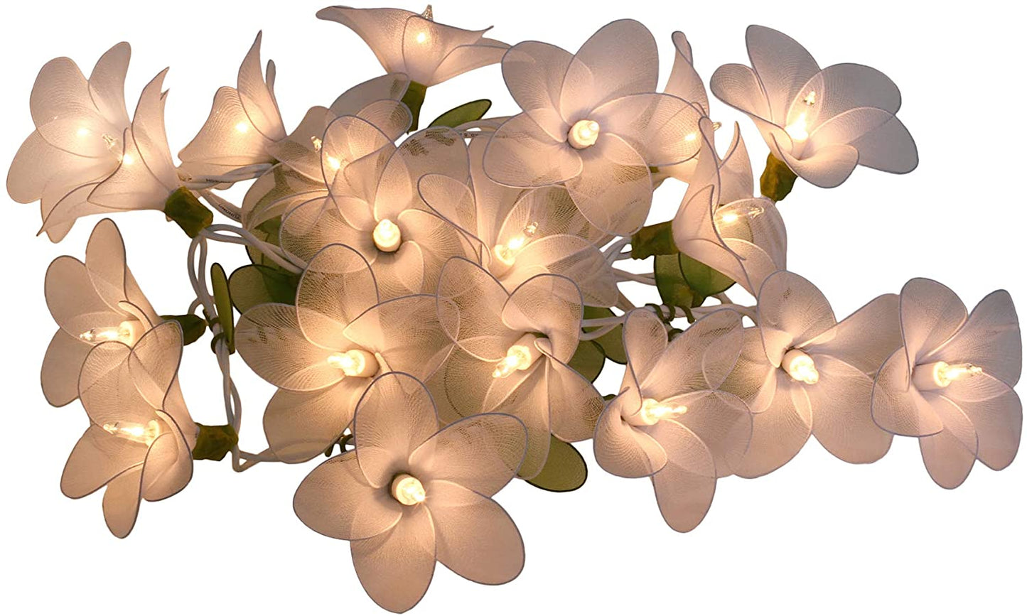 White Flower String Lights Floral,Patio,Fairy,Decor,Boy Girl Bedroom,Wedding, Plug in