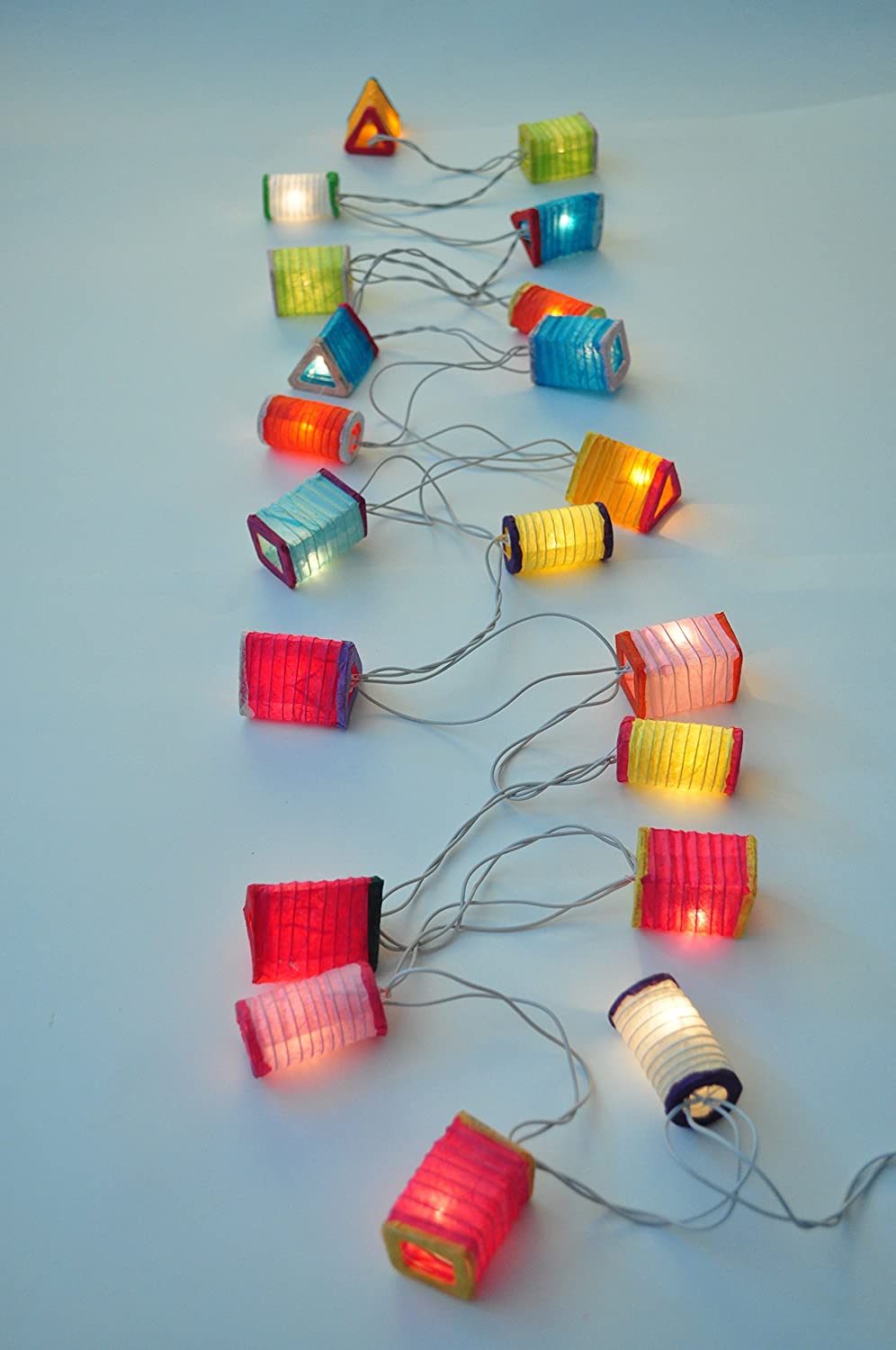 Multicolor Chinese Paper Mini Lantern String Fairy Decor Oriental Asian Plug in Lights