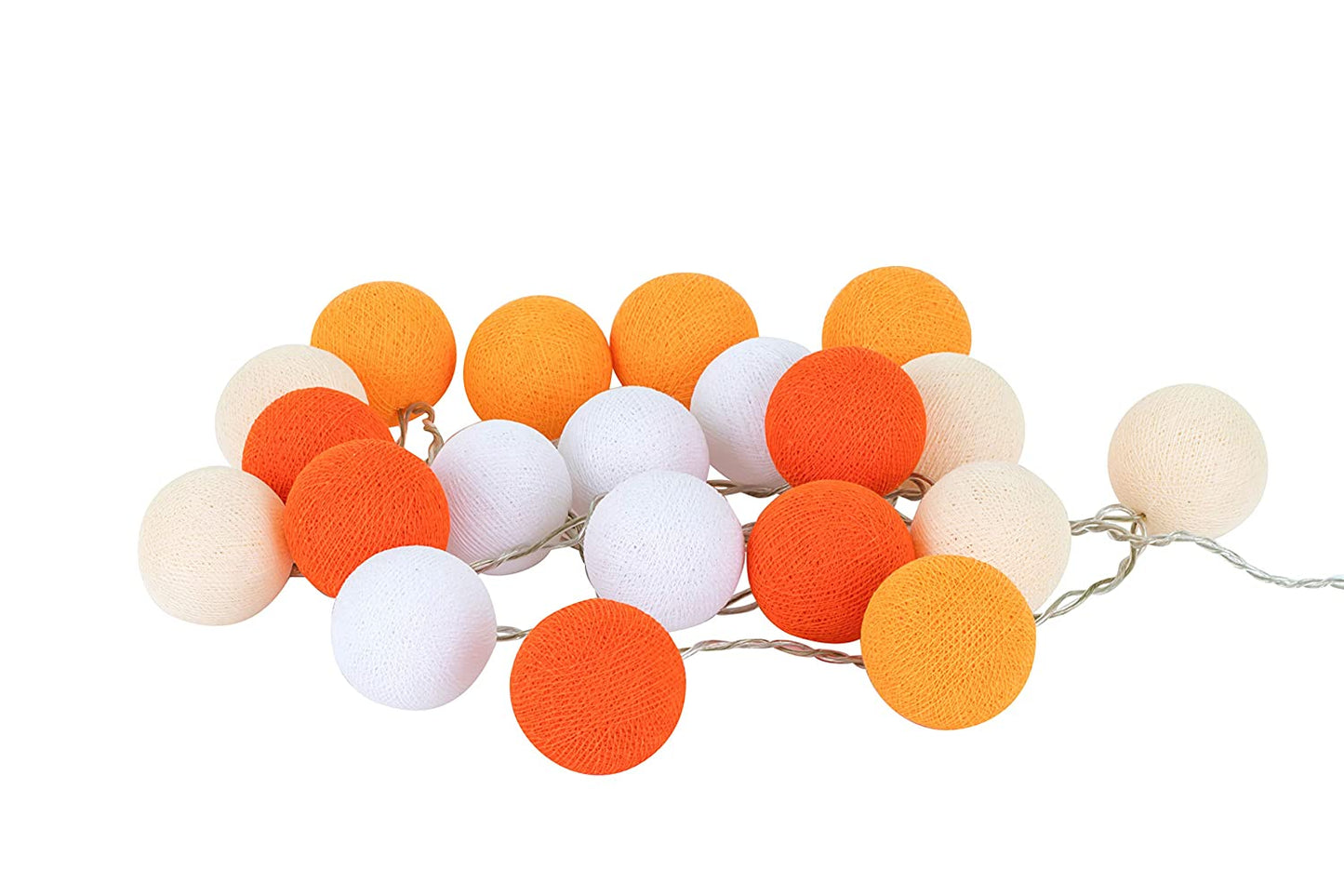 Soft Orange Cotton Ball String Fairy Night Lights Kid Bedroom Home Decor Boys Girls Plug in Power