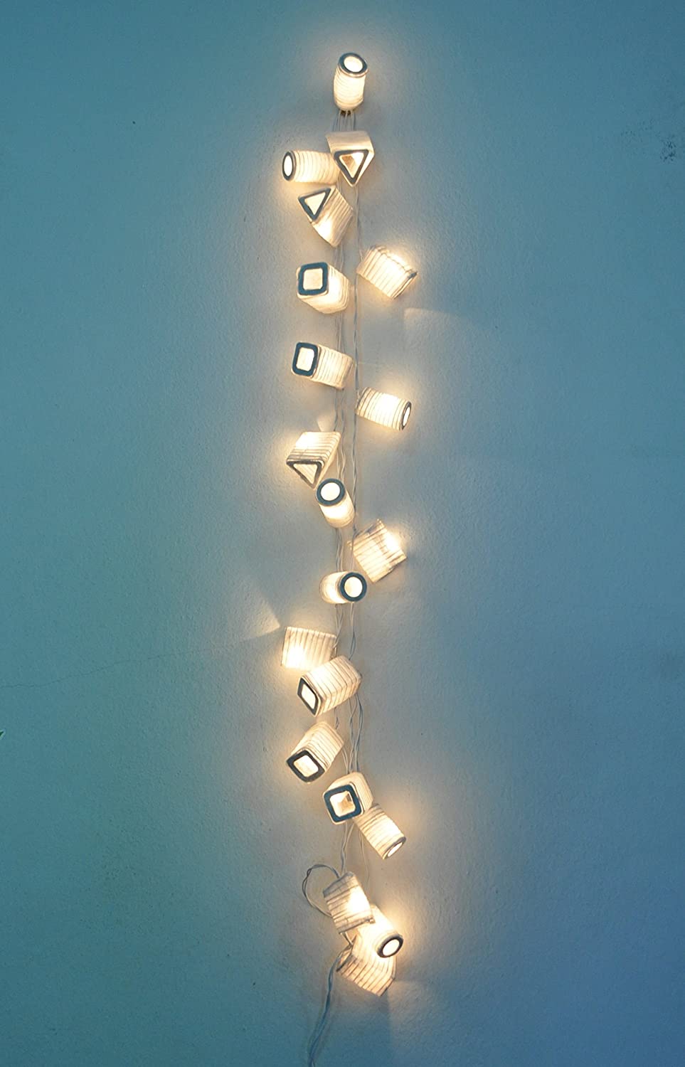 White Chinese Paper Mini Lantern String Fairy Decor Oriental Asian Plug in Lights