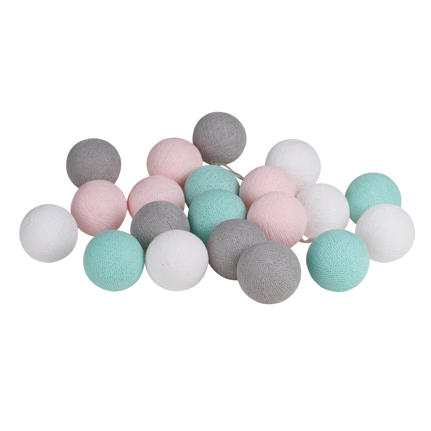 Gray Pink Mint Cotton Ball String Fairy Night Lights Kid Bedroom Home Decor Boys Girls Plug in Power