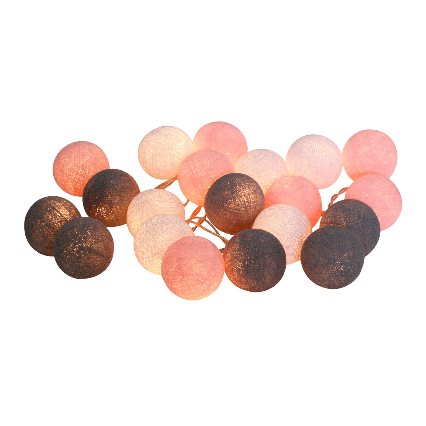 Gray Pink Cotton Ball String Fairy Night Lights Kid Bedroom Home Decor Boys Girls Plug in Power