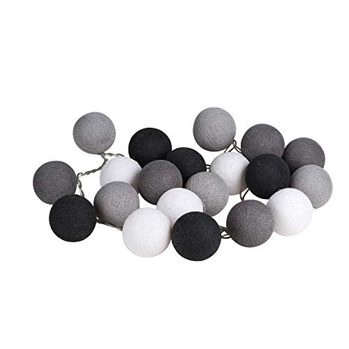 Gray Cotton Ball String Fairy Night Lights Kid Bedroom Home Decor Boys Girls Plug in Power