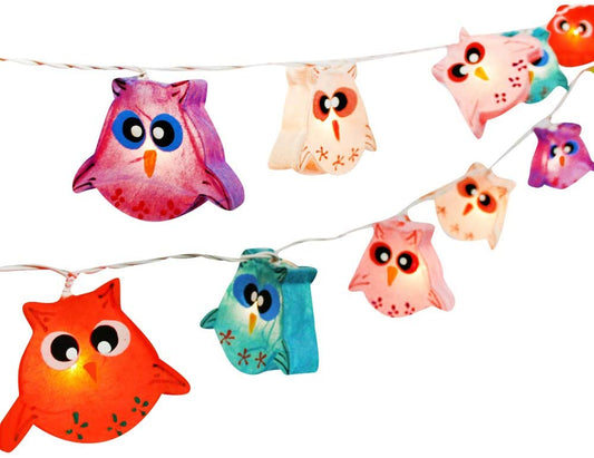 Multi-Colored Owl Bird Fancy Lantern String Night Lights Fairy Decor Living Room Kid Child Bedroom Boys Girls