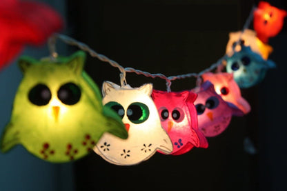Multi-Colored Owl Bird Fancy Lantern String Night Lights Fairy Decor Living Room Kid Child Bedroom Boys Girls