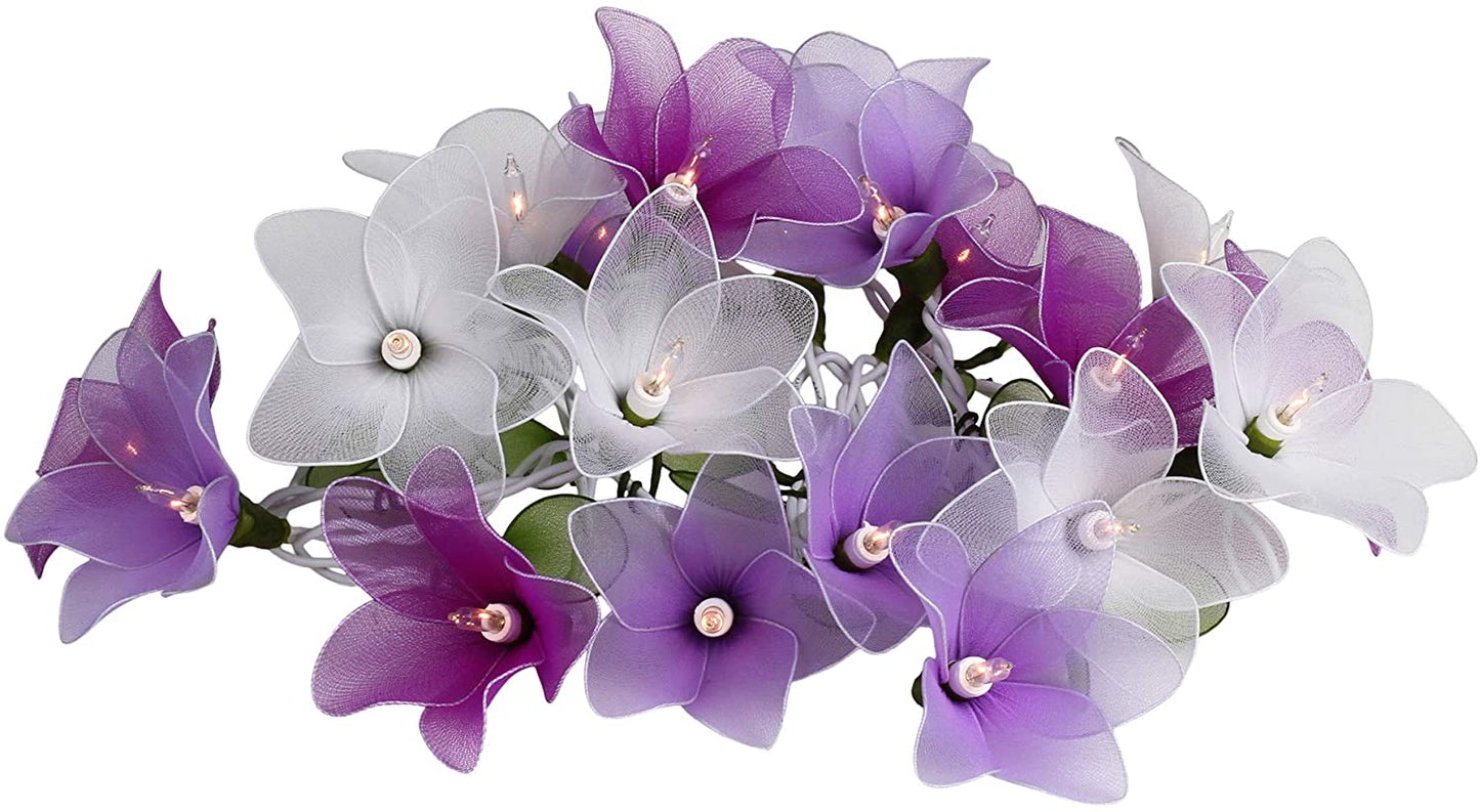 Purple Tone Flower String Lights Floral,Patio,Fairy,Decor,Boy Girl Bedroom,Wedding, Plug in