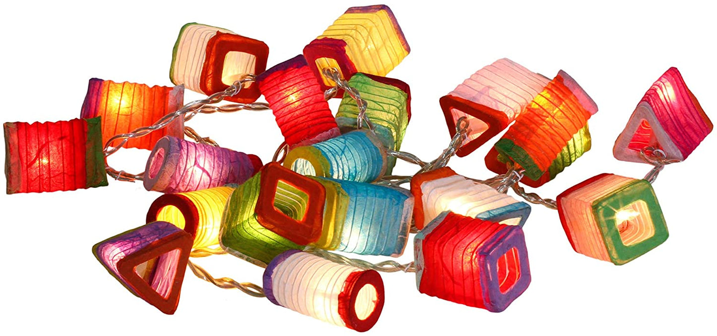 Multicolor Chinese Paper Mini Lantern String Fairy Decor Oriental Asian Plug in Lights