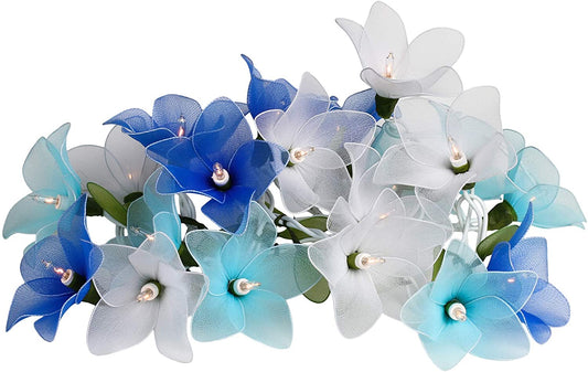 Blue Tone Flower String Lights Floral,Patio,Fairy,Decor,Boy Girl Bedroom,Wedding, Plug in