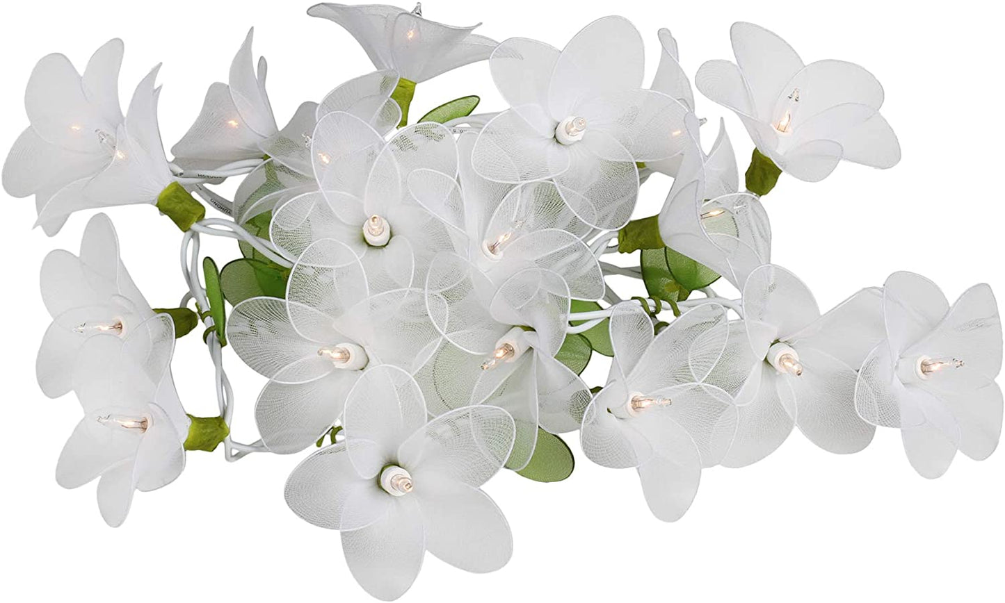 White Flower String Lights Floral,Patio,Fairy,Decor,Boy Girl Bedroom,Wedding, Plug in
